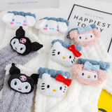 伦洛弗珊瑚绒袜子女秋冬季中筒袜加厚保暖可爱情侣袜玩偶kt猫袜子两双装 玩偶珊瑚绒（玉狗狗+库洛米） 均码