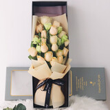 幽客玉品鲜花速递玫瑰礼盒送女友老婆生日礼物表白全国同城配送 19朵香槟玫瑰礼盒