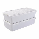 百露 塑料有盖大号床底收纳箱床下装衣服被子整理箱玩具衣物储物箱 大号白色高款2个装(93.5*47*24cm)