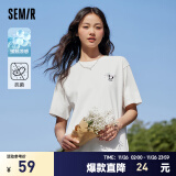 森马（Semir）郑合惠子短袖t恤女小宽松凉感上衣国风萌物印花短袖女新款2024年 【热卖】可爱熊猫-本白10102 150/76A/XS