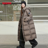 鸭鸭（YAYA）25年冬季新款休闲加厚连帽女款时尚百搭高充绒长款羽绒服外套 咖啡色 M 115-140斤