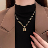 晓色项链潮流时尚女生韩系高级感美拉德双层毛衣链配饰新款百搭锁骨链 L2485美拉德双层项链