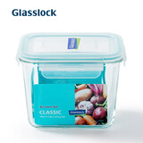 Glasslock韩国进口耐热钢化玻璃高筒保鲜盒汤粥碗微波炉加热燕麦杯 长高1000ml(蓝圈