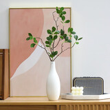 木子西年 日式陶瓷花瓶摆件素烧小号一枝花插干花假花仿真花绿萝水培花器 【套装】函萱花瓶+1支绿叶(仿真树枝)