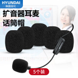 HYUNDAI 现代 小蜂蜜头戴式麦克风扩音器话筒咪罩海绵保护套耳麦领夹麦电脑麦通用防风防噪防护套 5个装