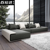 百裕达北欧现代简约布艺沙发转角科技布乳胶沙发可拆洗客厅大小户型家具 海绵版双人位(2.1米) 棉麻布料(定制咨询客服)