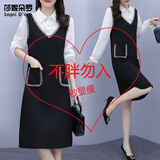莎妮朵罗大码女装连衣裙春装新款胖mm气质加肥胖人显瘦款收腰遮肚裙16759 16753-黑色 XL 建议110-130斤穿着