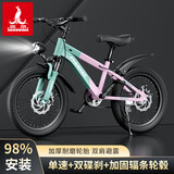 凤凰（Phoenix）儿童自行车6-15岁男孩女孩中大童山地车变速学生车小学生自行车 幻影粉绿色- 单速辐条轮 无后座 18寸(适合120-140cm)