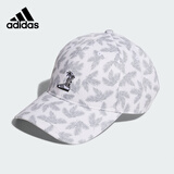 adidas 阿迪达斯帽子男潮流鸭舌帽跑步运动棒球帽女休闲透气棉帽网球帽 白色印花IA2639
