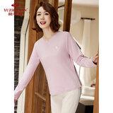 俞兆林长袖t恤女经典刺绣圆领内搭时尚休闲上衣百搭打底衫 Y143T2017