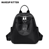 MAKEUP KITTEN双肩包女学生书包女士背包大容量通勤旅行小背包生日礼物妈咪包 黑色【京仓次日达】