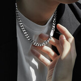 芯奢【免费刻字】欧美霸气古巴项链男潮韩版男士锁骨链学生链子送男友