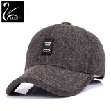 凯狄菲特帽子男秋冬季新款户外保暖加厚护耳毛呢锦纶休闲风棒球帽 中标咖啡色 均码 可调节