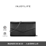 INJOYLIFE休闲百搭通勤女包小包包真皮包斜挎包时尚单肩包链条包迷你小挎包 黑色