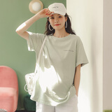 米度丽孕妇T恤孕妇装夏装孕妇T恤短袖大码宽松夏季短袖女 字母豆绿 L（建议100-140斤左右）