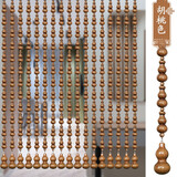 鼎裕峰全桃木葫芦珠帘化解对门隔断玄关客厅卫生间挂帘免打孔家用门帘子 胡桃木色全桃木葫芦 25条-高1.76米齐平