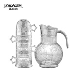 乐唯诗（NERVISHI）玻璃水杯带盖勺星空杯联名早餐杯牛奶杯果汁杯冰激凌杯果茶杯 1壶4杯【皓月白】壶杯套装