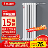 金旗舰暖气片家用钢制水暖壁挂式全屋暖气定制集中供暖自采暖立式散热器 防腐金刚60F-高1200mm 6分口