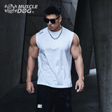 Muscledog肌肉狗 运动背心男士夏季潮流纯色休闲百搭宽松圆领宽肩健身工字背心训练衣服上衣 白色 M