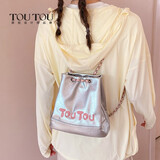 toutou包包女包生日礼物牛仔链条双肩包女士包包流浪包送女友圣诞节送礼 月光银