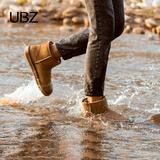 UBZ 防水雪地靴男士短筒2024新款冬季短靴 加绒防滑一脚蹬面包鞋 栗色 41