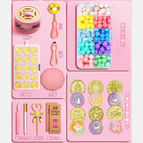 爱维亲火漆印章头咕卡套装全套创意玩具火气印章头蜡粒蜡烛女生生日礼物 44件套