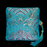 张家大院织锦云锦零钱包中国风特色出国小礼品送老外手工小饰品旅游纪念品 云方包-湖蓝