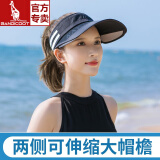 时尚风格袋鼠遮阳帽女夏季防晒空顶帽户外骑车防风遮脸百搭大沿太阳帽 黑色字母 男女通用（可调节）