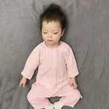 妙翡婴儿衣服春夏新款薄款长袖纱布爬爬服空调服新生儿睡衣宝宝连体衣