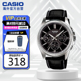 卡西欧（CASIO）大众指针系列 商务休闲皮带防水石英三眼潮流男表MTP-1375L-1AVDF