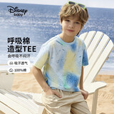 迪士尼（Disney）男童棉质短袖T恤吸湿排汗六一儿童节半袖上衣25夏DB421BE19彩110