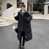 鸭鸭（YAYA）佟丽娅同款羽绒服女士新款中长款韩版连帽冬季保暖防寒休闲外套SX 黑色 M 160