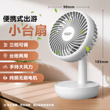 澳柯玛（AUCMA）小风扇桌面usb风扇小型充电办公室小电风扇宿舍静音床头便携式电扇迷你手持大风力台扇 新月白【1200毫安蓄电款】3档大风|节能低噪