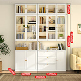 天迎纯白钢制书柜书架家用储物柜客厅防尘储物柜玻璃展示柜落地组合架 纯白1800宽组合书柜