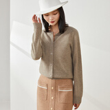 金菊100%绵羊毛无缝针织开衫经典纯色外套秋冬插肩袖女羊毛衫