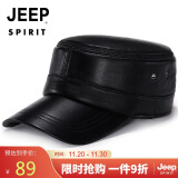 吉普（JEEP）羊皮帽子男士冬季平顶鸭舌帽加绒加厚保暖防寒冬帽棒球帽 A0122