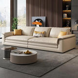 芝华士居头层真皮沙发意式极简小户型客厅直排超宽坐深现同款 1.9米(松木框架+蛇形弹簧 标准版防抓耐磨猫抓皮