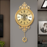 凯恩斯（KAIENSI）欧式黄铜挂钟客厅家用时尚大气钟表轻奢静音挂表豪华时钟电波钟 238B小号黄铜罗马款-静音机芯