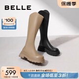 百丽（Belle）周雨彤白鹿同款显瘦小V靴长筒靴女商场同款弹力靴A1V1DDG3 【明星同款】黑仙草 37