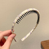 QUEENS JEWELRY碎花布艺儿童压发卡碎发箍带齿防滑头箍女童可爱公主不伤头发头饰 3#黄紫碎花