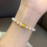MOX老凤凰黄金999足金福袋手链转运珠搭配珍珠手串情侣母亲情人礼物 足金福袋+4金珠手链
