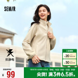 森马（Semir）外套女抗静电摇粒绒修身刺绣2024冬季立领插肩袖夹克109724108005