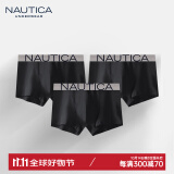 NAUTICA UNDERWEAR男士内裤无感透气内裤3条装秋冬季平脚裤四角裤nautica Underwear 黑色+黑色+黑色 3条 XXL