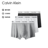 Calvin Klein CK男士平角内裤三条装 0000U2662G 黑白灰-平角长款 M 