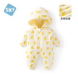 舒贝怡婴儿衣服新生儿连体衣男女保暖夹棉满月周岁宝宝哈衣百天爬服黄90