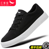 红蜻蜓帆布鞋男春夏季新款休闲鞋子男板鞋透气潮低帮系带平底鞋 黑色 39 39/245