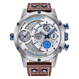 POLICE警察手表意大利魄力思欧美潮两地时双时区名表运动大表盘PL14536 银蓝PL.14536JS04 两地时