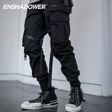 ENSHADOWER隐蔽者雪地迷彩工装裤男裤子李现韩商言同款伞兵束脚裤 黑色 L
