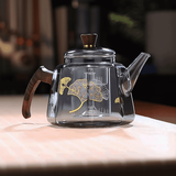 全度蒸煮两用一体茶壶耐高温加厚玻璃茶壶电陶炉煮茶大容量烧水壶 八宝蒸煮茶壶【银杏叶款】1000ml