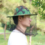 蜂之家 防蜂帽子高清面纱防蜜蜂蛰养蜂帽垂钓防蚊虫透气收蜂帽防护罩 迷彩蜂帽